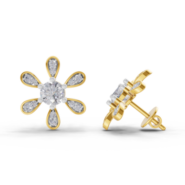 1.08 Carat Floral Earrings for Women | 14K Yellow Gold