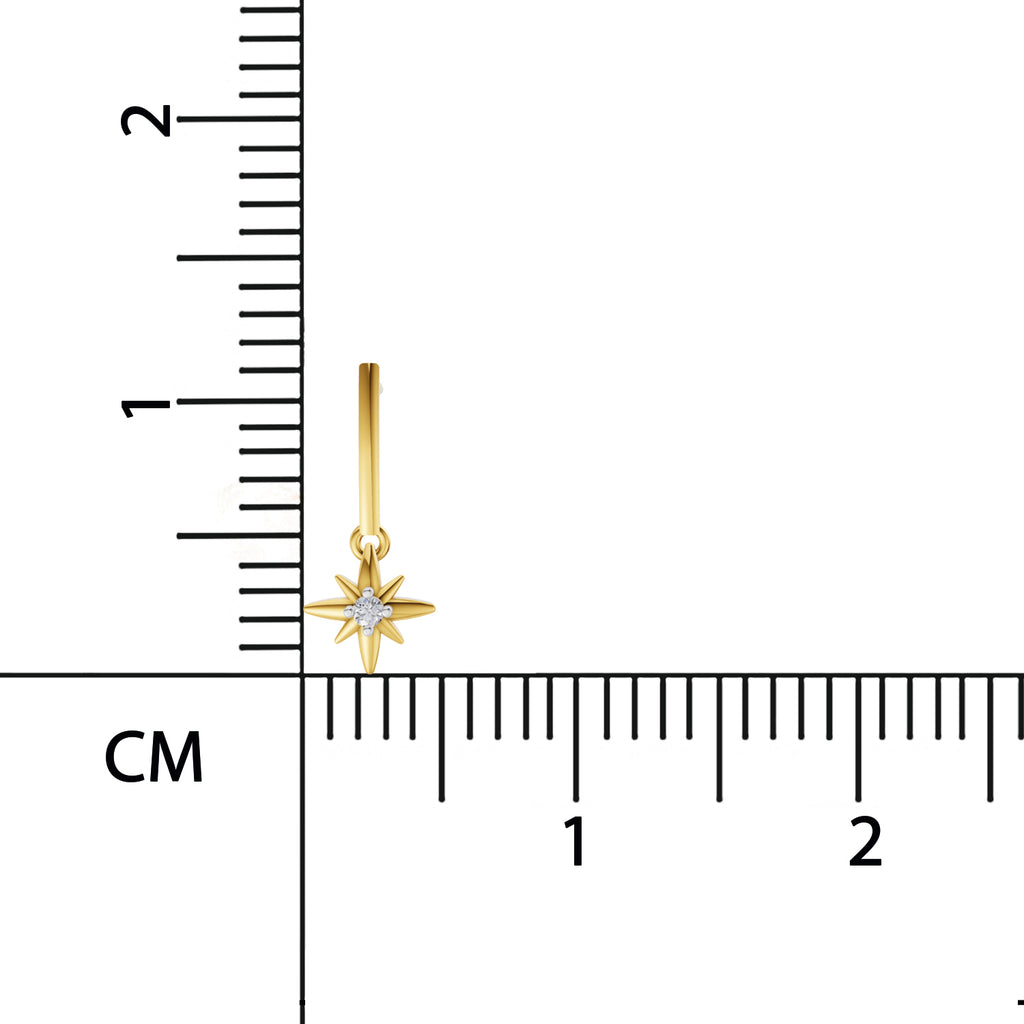 0.07 Carat Sunflare Star 925 Sterling Silver Yellow Gold Plated Earrings