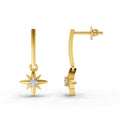 0.07 Carat Sunflare Star 925 Sterling Silver Yellow Gold Plated Earrings