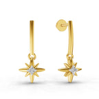 0.07 Carat Sunflare Star 925 Sterling Silver Yellow Gold Plated Earrings