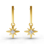 0.07 Carat Sunflare Star 925 Sterling Silver Yellow Gold Plated Earrings