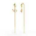 0.06 Carat | 925 Sterling Silver Yellow Gold Plated Birdie Threader Earrings