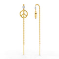 0.07 Carat | 925 Sterling Silver Yellow Gold Plated Peace Threader Earrings
