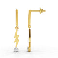 0.07 Carat | 925 Sterling Silver Yellow Gold Plated Lightning Bolt Earrings