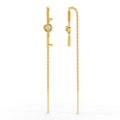 0.07 Carat | 925 Sterling Silver Yellow Gold Plated LOL Threader Earrings
