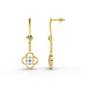 0.17 Carat Round Shape | 925 Sterling Silver Gold Plated Clover Dangle Stud Earrings