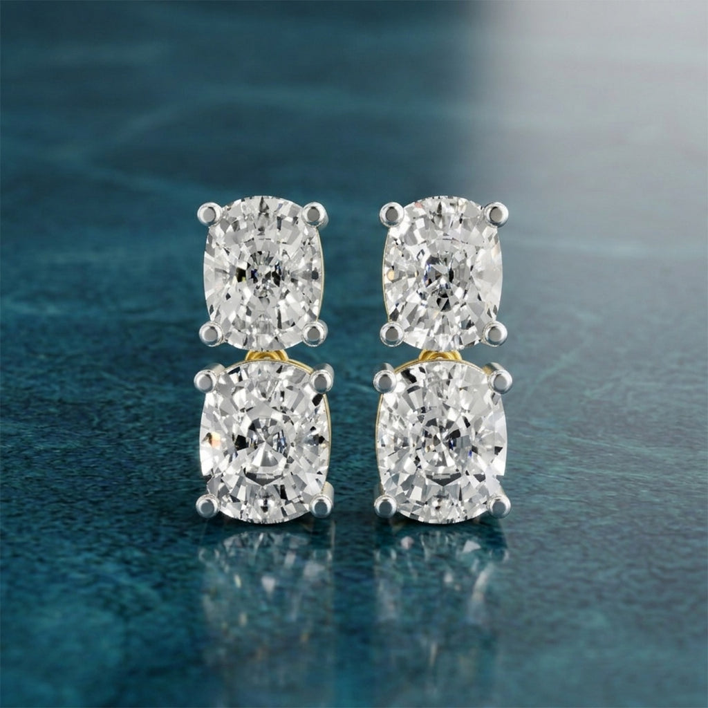 Sparkles Twin Cushion Radiance Stud Diamond Earring
