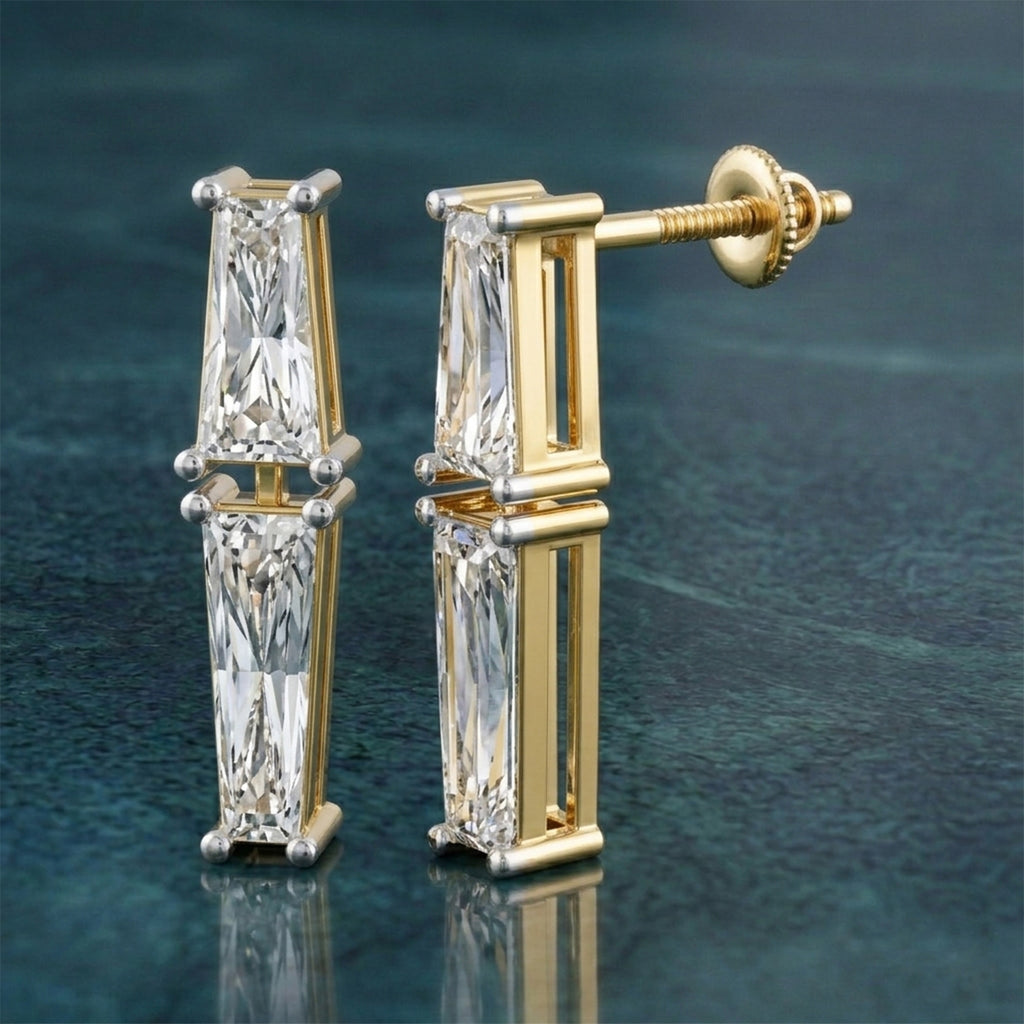 Sparkles Twin Baguette Cascade Diamond Earring