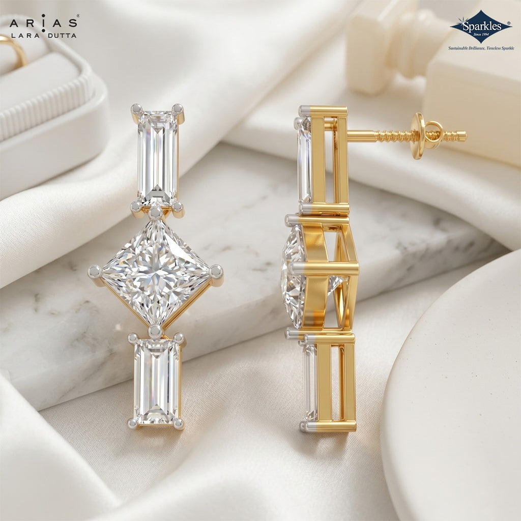 Arias by Lara Dutta Princesscut Diamond Linear Earring