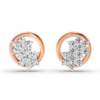 1.82 Ct Round Shape Cluster Diamond Earrings | 14K Rose Gold