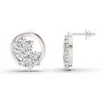 1.82 Ct Round Shape Cluster Diamond Earrings | 14K Rose Gold