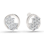 1.82 Ct Round Shape Cluster Diamond Earrings | 14K Rose Gold