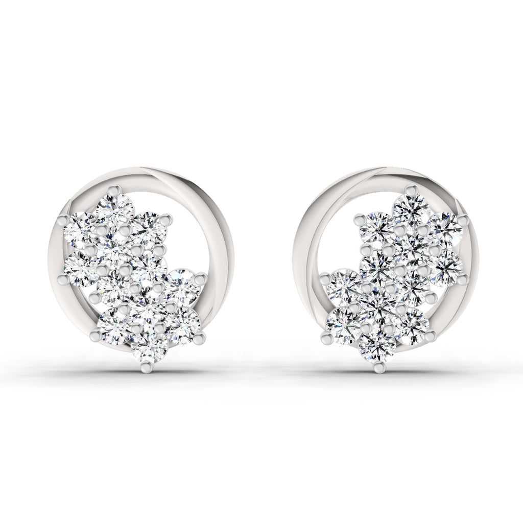 1.82 Ct Round Shape Cluster Diamond Earrings | 14K Rose Gold