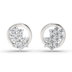 1.82 Ct Round Shape Cluster Diamond Earrings | 14K Rose Gold