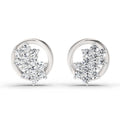 1.82 Ct Round Shape Cluster Diamond Earrings | 14K White Gold