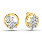1.82 Ct Round Shape Cluster Diamond Earrings | 14K Rose Gold