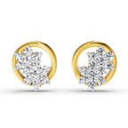 1.82 Ct Round Shape Cluster Diamond Earrings | 14K Rose Gold