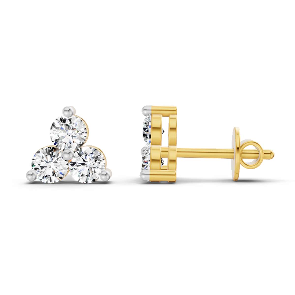 1.05 Ct Trio Stud Earrings | 14K Yellow Gold