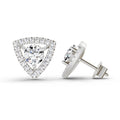 1.9 Ct Round Shape Halo Diamond Earrings | 14K White Gold