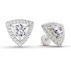 1.9 Ct Round Shape Halo Diamond Earrings | 14K Rose Gold