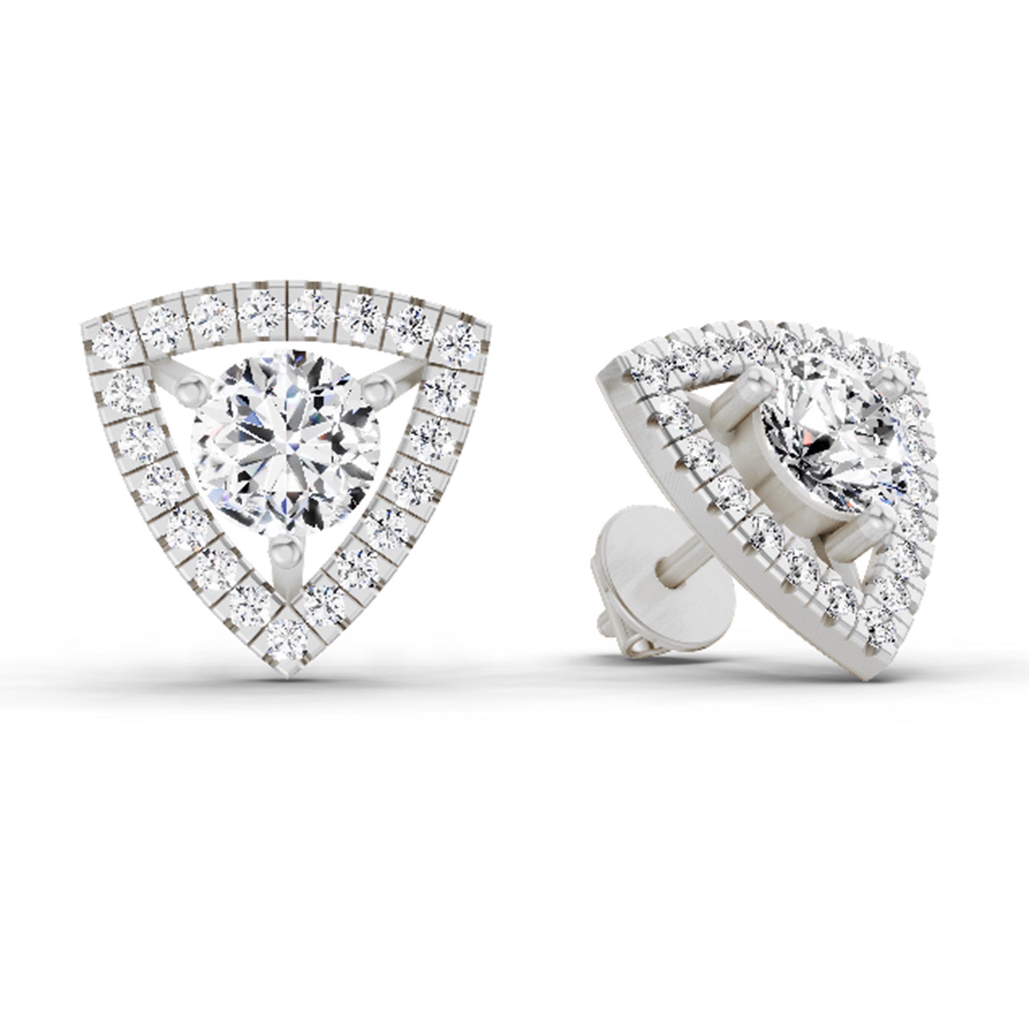 1.9 Ct Round Shape Halo Diamond Earrings | 14K Rose Gold