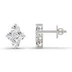 0.92 Ct Round Shape Cluster Diamond Stud Earrings | 14K Rose Gold