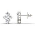 0.92 Ct Round Shape Cluster Diamond Stud Earrings | 14K White Gold