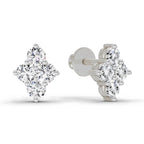 0.92 Ct Round Shape Cluster Diamond Stud Earrings | 14K Rose Gold