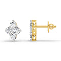 0.92 Ct Round Shape Cluster Diamond Stud Earrings | 14K Yellow Gold
