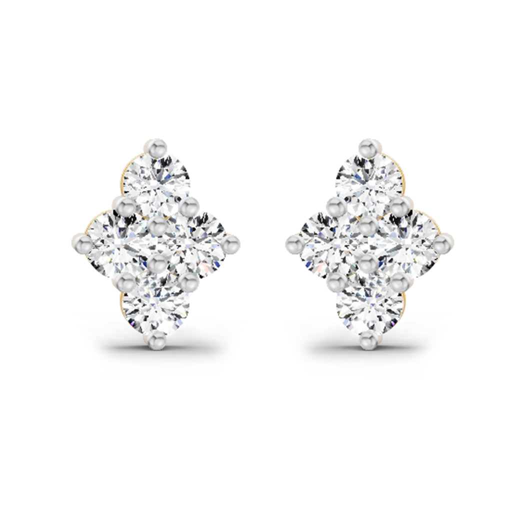 0.92 Ct Round Shape Cluster Diamond Stud Earrings | 14K Rose Gold