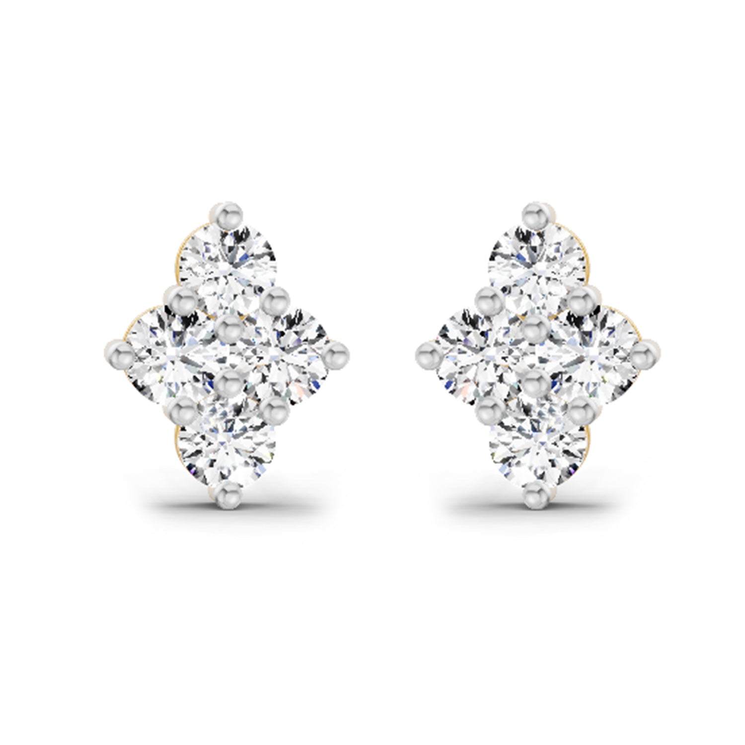 0.92 Ct Round Shape Cluster Diamond Stud Earrings | 14K Rose Gold