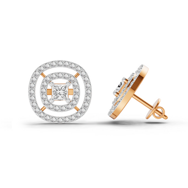 1.14 Ct Round Stud Earrings | 14K Rose Gold
