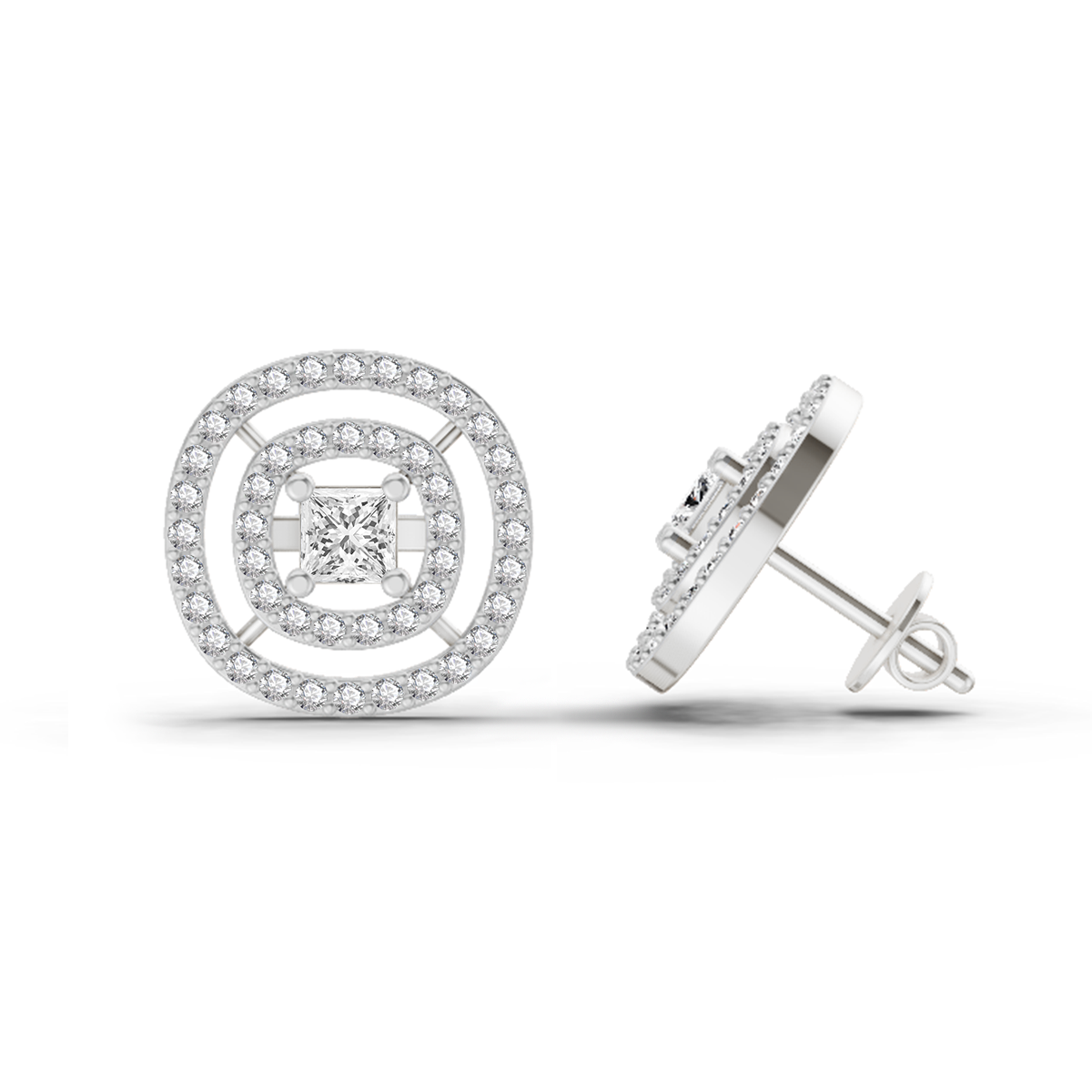 1.14 Ct Round Stud Earrings | 14K White Gold