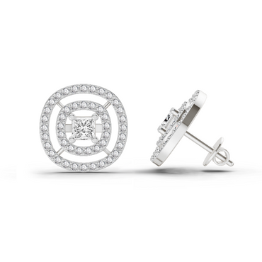 1.14 Ct Round Stud Earrings | 14K White Gold