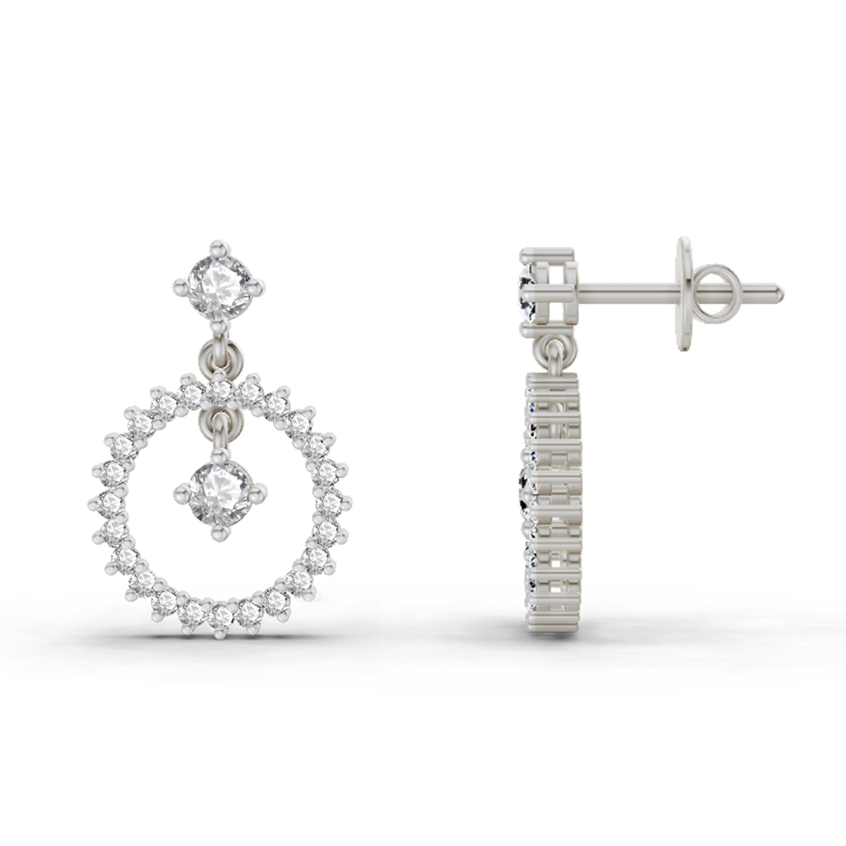 0.80 Ct Drop Earrings | 14K White Gold