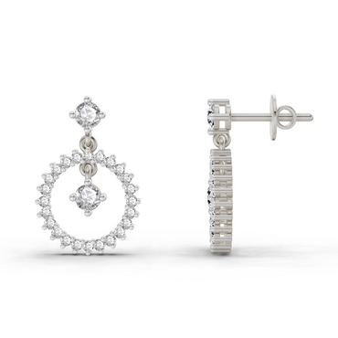 0.80 Ct Drop Earrings | 14K White Gold