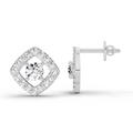 0.76 Ct Square Halo Stud Earrings | 14K White Gold  FG VS Quality Diamonds