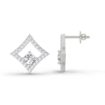 0.79 Ct Round Kite Stud Earrings | 14K White Gold  FG VS Quality Diamonds