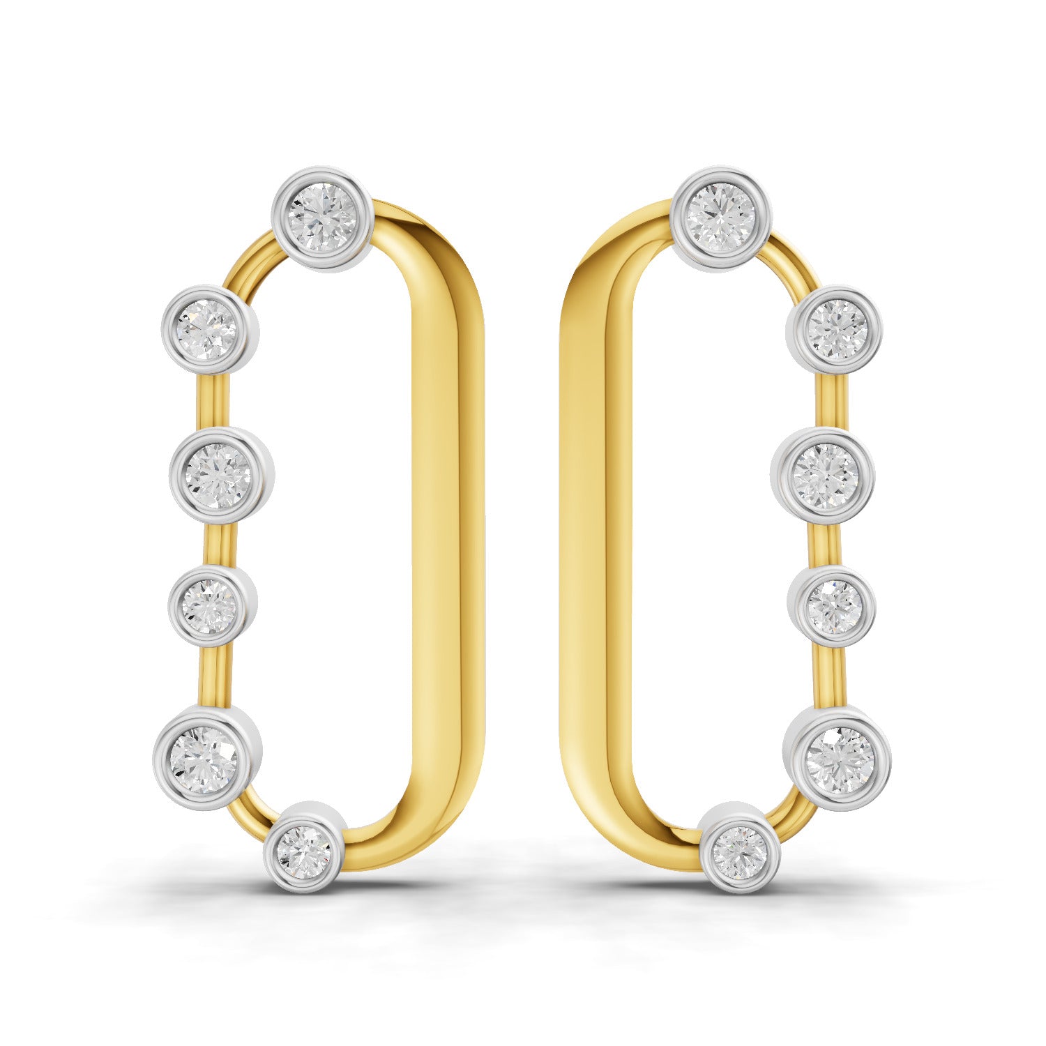 0.35 Round Shape| 925 Sterling Silver Gold Plated Oval Shape Stud Earrings