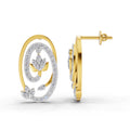 0.76 Carat Round Shape | 925 Sterling Silver Gold Plated Woven Diamond Oval Earrings