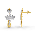 0.56 Round Shape| 925 Sterling Silver Gold Plated Lotus Stud Earrings