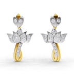 0.56 Round Shape| 925 Sterling Silver Gold Plated Lotus Stud Earrings