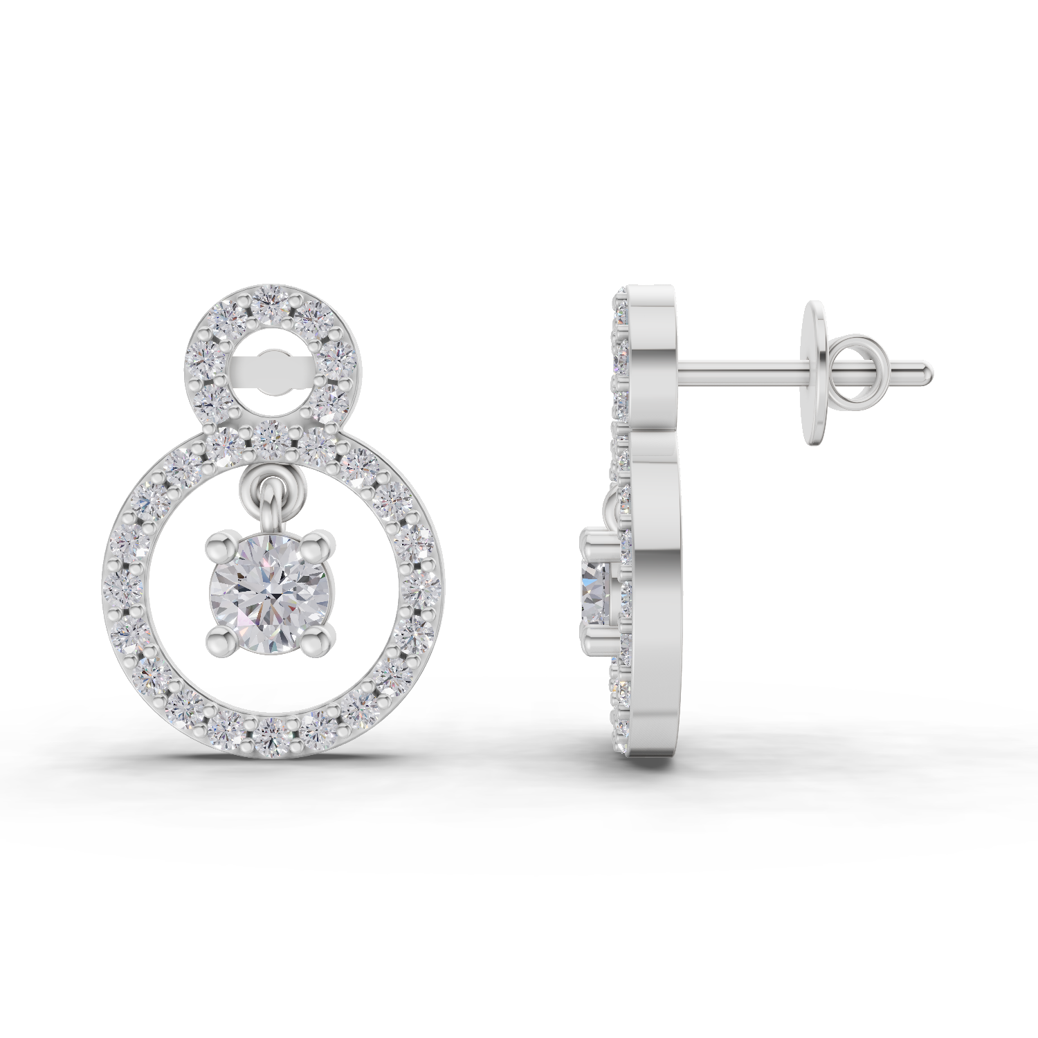 1.36 Carat Eternal Halo Drops Lab Diamond Earrings | 14K White Gold