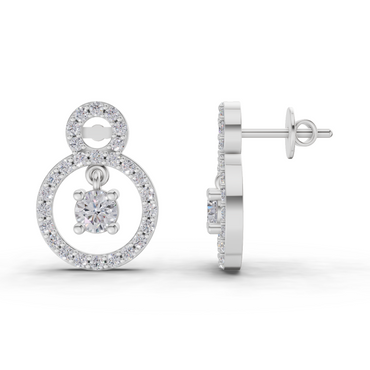 1.36 Carat Eternal Halo Drops Lab Diamond Earrings | 14K White Gold