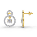 1.36 Carat Eternal Halo Drops Lab Diamond Earrings | 14K Yellow Gold