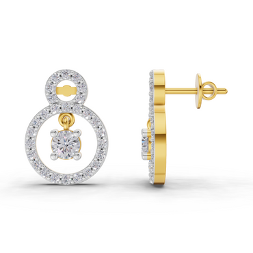 1.36 Carat Eternal Halo Drops Lab Diamond Earrings | 14K Yellow Gold