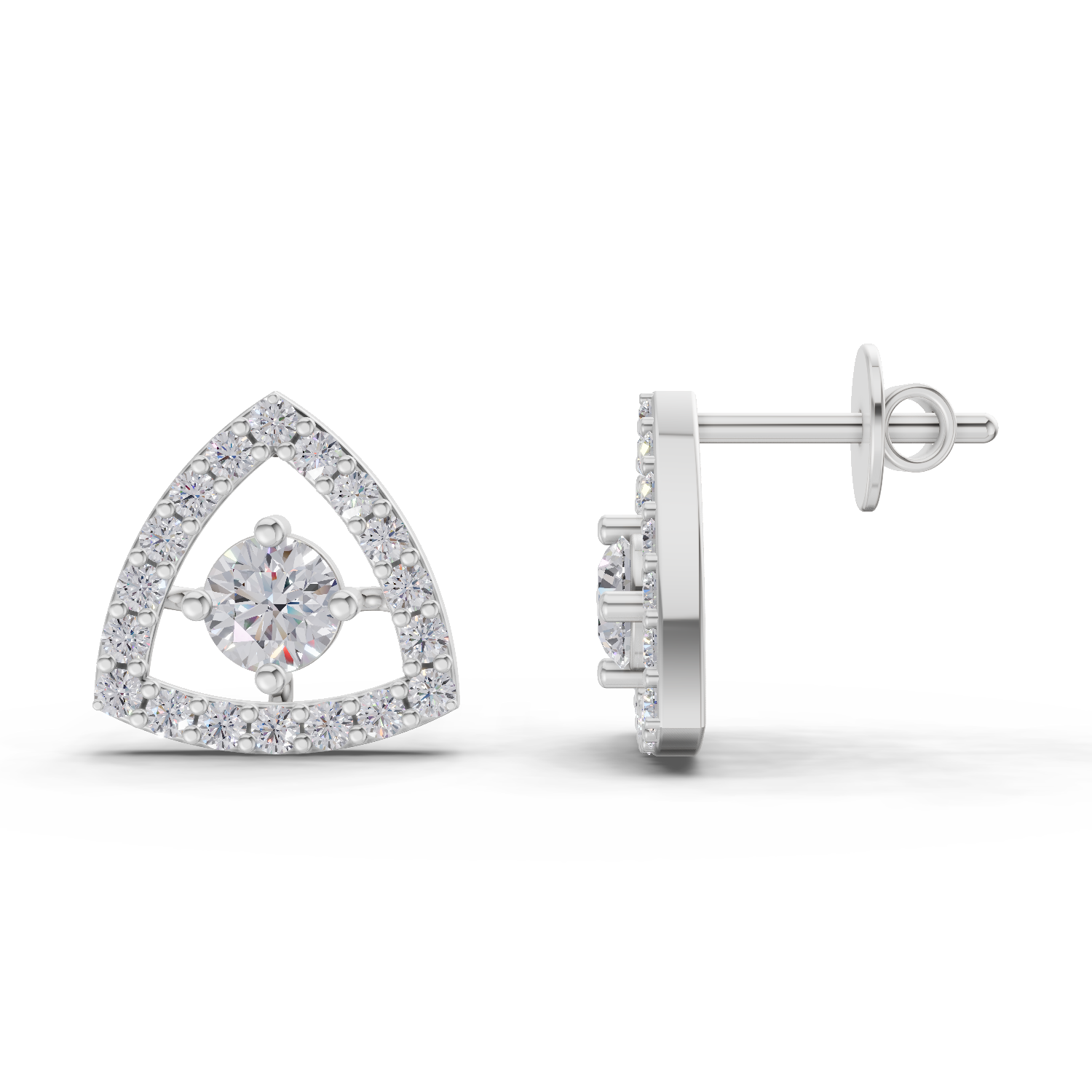 1.2 Carat Triane Lab Diamond Studs Earrings | 14K White Gold
