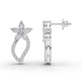 1.64 Carat Twist Bloom Lab Diamond Earrings | 14K White Gold