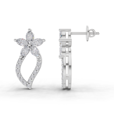 1.64 Carat Twist Bloom Lab Diamond Earrings | 14K White Gold