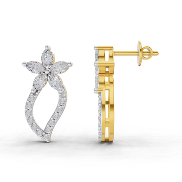 1.64 Carat Twist Bloom Lab Diamond Earrings | 14K Yellow Gold